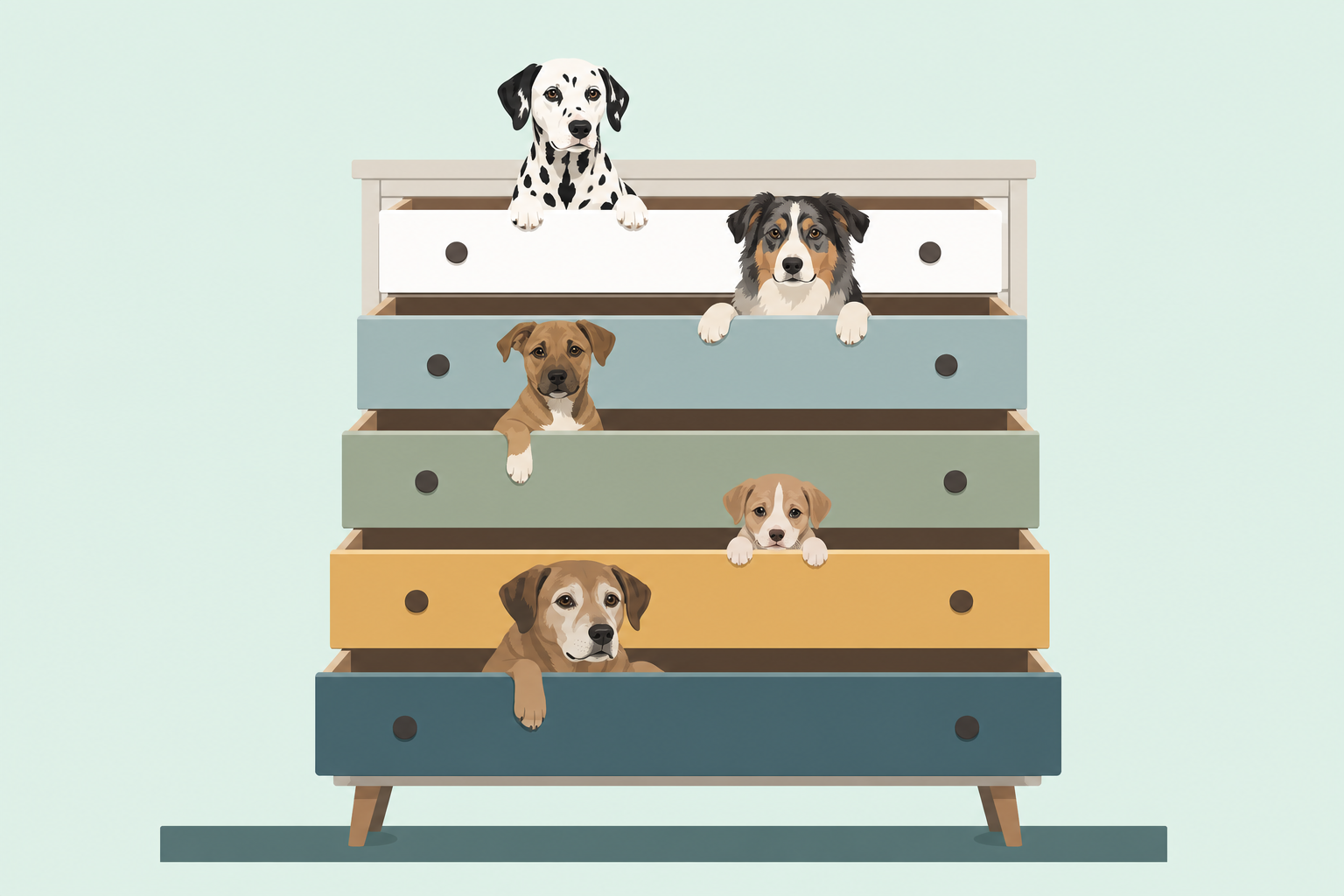 Woher kommt mein Hund?: Schubladen als Sinnbild für verschiedene Herkünfte