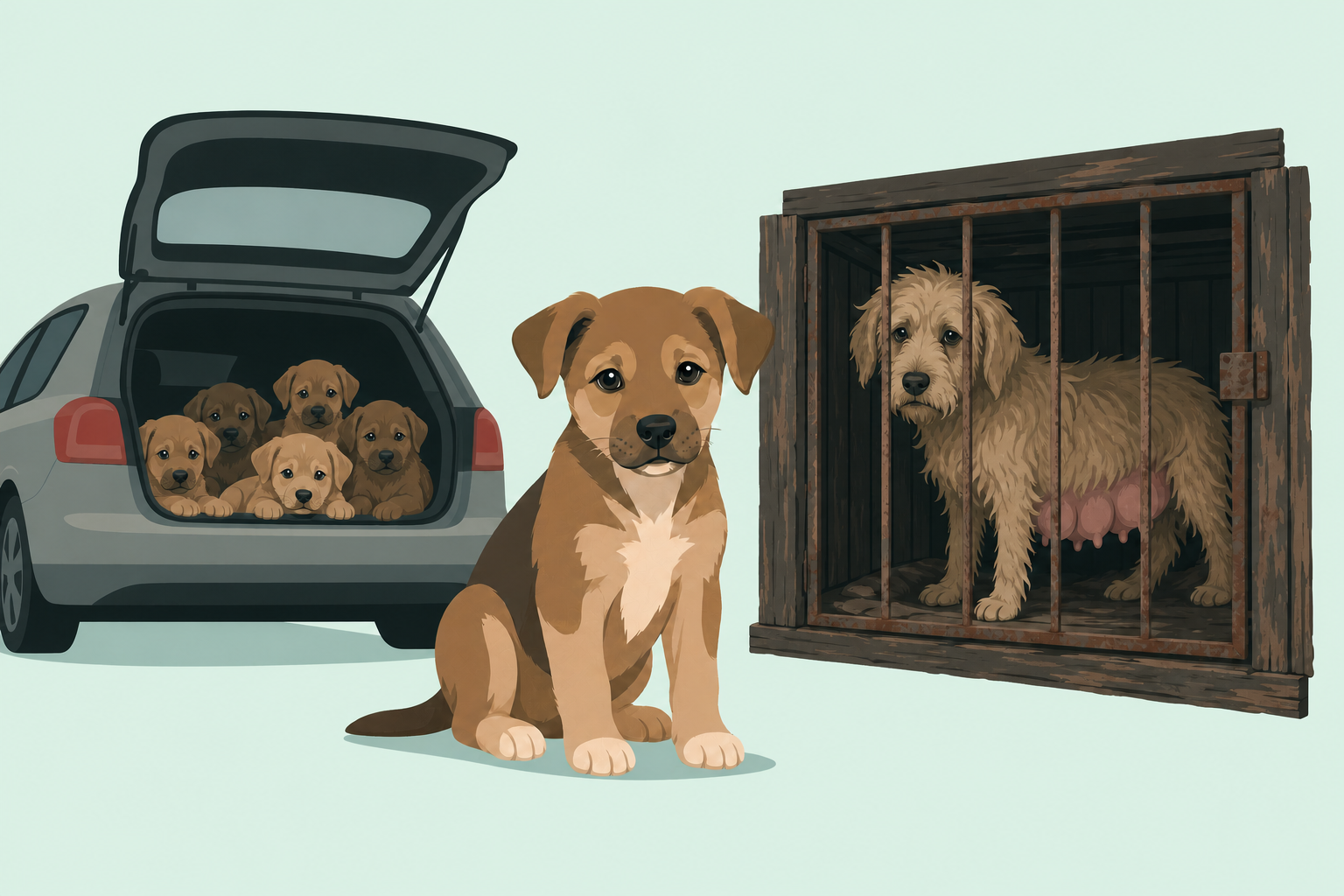 Woher kommt mein Hund?: Kofferraum voller Welpen und leidende Mutterhündinnen in schlechtesten Haltungsbedingungen